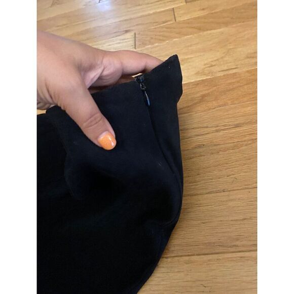 Clio Petites women's vintage black suede side zip back slit short skirt size 6 - Picture 3 of 8